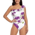 thumbnail image 1 of Pofeuu Orchids Flowers Print Women's One Piece Swimsuits One Shoulder Swimwear Asymmetric Ruffle Monokinis Bathing Suits-Medium, 1 of 6