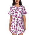 thumbnail image 1 of Pofeuu Orchids Flowers Print Women's Pajama Set Short/Shorts Soft Button PJs Elastic Drawstring Waist Sleepwear-3X-Large, 1 of 6