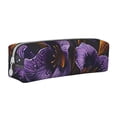 thumbnail image 1 of Pofeuu Ornate Purple Floral Vase Print Leather Pencil Case, Leather Pencil Pouch Large Capacity, Big Pencil Pouch with Zipper Vintage Pen Bag Fountain Pen Holder, 1 of 7