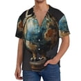 thumbnail image 1 of Pofeuu Owl Globe Sculpture Print Mens Casual Short Sleeve Shirts Beach Summer Spread Collar Pocket Tops Men's Casual Short-sleeved Shirt-4X-Large, 1 of 5