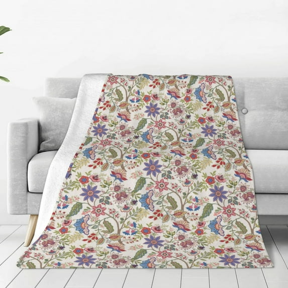 Pofeuu Paisley Flowers Print Ultra-Soft Micro Fleece Blanket,for Bed Or Sofa,All Season Throw Blankets Flannel Blanket-50"x40"