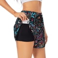 thumbnail image 1 of Pofeuu Paisley Print Women's Athletic Shorts Running Workout Shorts Tummy Control Quick Dry Gym Shorts with Pockets Double layer sports shorts-Medium, 1 of 7