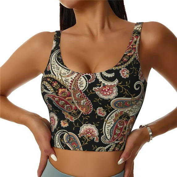 Pofeuu Paisley6 Print Sports Bra for Women Sexy Vest Yoga Running Gym Fitness Crop Bras Tops-Medium
