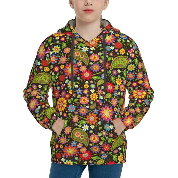 Pofeuu Paisley7 Print Kids Pullover Hoodies Warm Thick Hooded Sweatshirt with Packet for Boys Girls-Medium