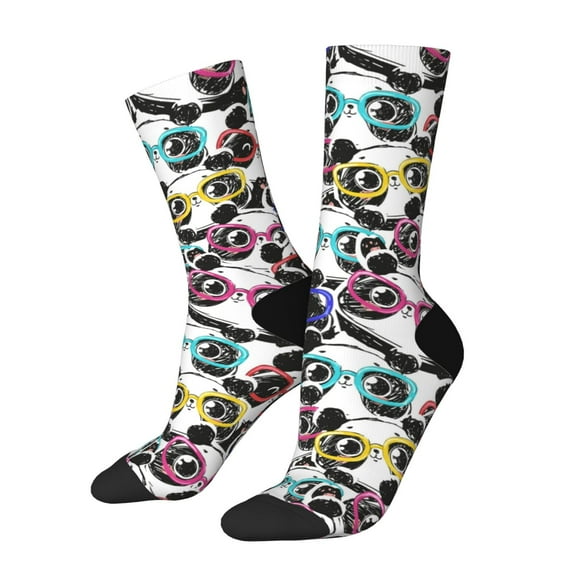 Pofeuu Panda And Glasses Print Crew Socks, Adult Running Hiking Socks for Youth and Adult