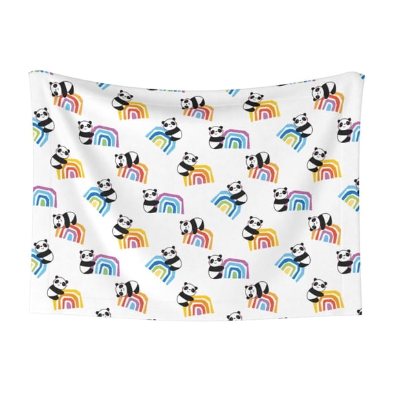 Pofeuu Panda And Rainbow Print Puppy Blanket,Dog Blankets,Pet Blanket Cozy Cat Blankets for Indoor Cats, Fuzzy Pet Blanket for Kitten Doggy Dog Blankets-Large