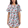 thumbnail image 1 of Pofeuu Panda And Rose Print Women's Pajama Set Short/Shorts Soft Button PJs Elastic Drawstring Waist Sleepwear-Large, 1 of 6