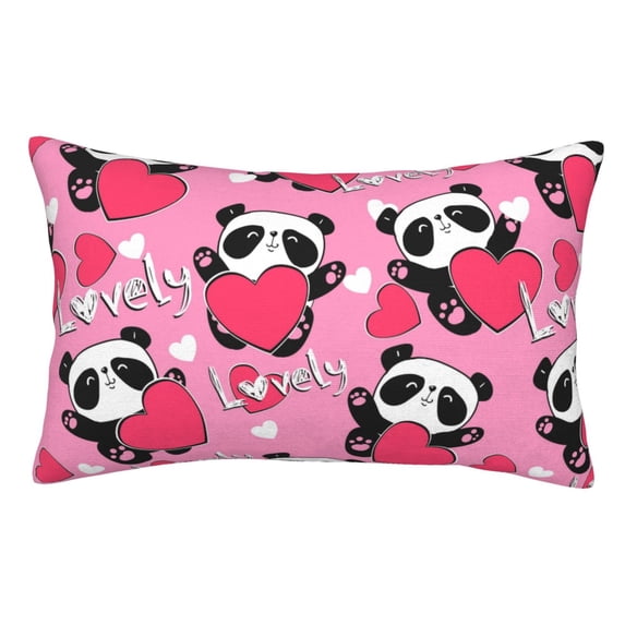 Pofeuu Panda Heart Valentine Pink Print Polyester Microfiber Plush Pillowcases, Super Soft and Cozy Pillow Case Covers with Envelop Closure(Pillow core not included)-16"x24"