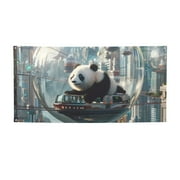 Pofeuu Panda In Futuristic City Print Colorful Yard Festival Banner Sign Party Outdoor & Indoor Party Decoration Banne Festival Yard Sign-Small