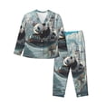 thumbnail image 1 of Pofeuu Panda In Futuristic City Print Womens Pajamas Set Long Sleeve Sleepwear Button Down Nightwear Soft Pj Lounge Sets Button Down Pajamas Women-X-Large, 1 of 7