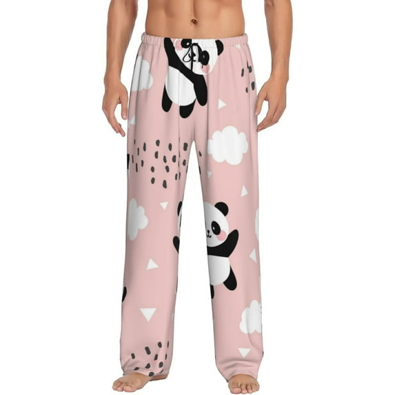 Pofeuu Panda Print Men's Pajama Pants, Soft Lounge Pajama Pants with big pockets for Men Plaid Pj Bottoms-X-Large