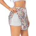 thumbnail image 1 of Pofeuu Passport Stamp Print Women's Athletic Shorts Running Workout Shorts Tummy Control Quick Dry Gym Shorts with Pockets Double layer sports shorts-X-Large, 1 of 7