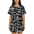 thumbnail image 1 of Pofeuu Pasta Bacon Print Women's Pajama Set Short/Shorts Soft Button PJs Elastic Drawstring Waist Sleepwear-XX-Large, 1 of 6