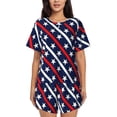 thumbnail image 1 of Pofeuu Patriotic Star Print Women's Pajama Set Short/Shorts Soft Button PJs Elastic Drawstring Waist Sleepwear-Large, 1 of 6