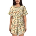 thumbnail image 1 of Pofeuu Paw In Groovy Style Print Women's Pajama Set Short/Shorts Soft Button PJs Elastic Drawstring Waist Sleepwear-Large, 1 of 6