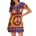 thumbnail image 1 of Pofeuu Peace And Love Print Women's Loose Fit Short Sleeve Nightgown, Comfortable Sleep Dress for Women, Casual Lounge Sleepwear, Soft Cotton Sleep Dress, 1 of 6