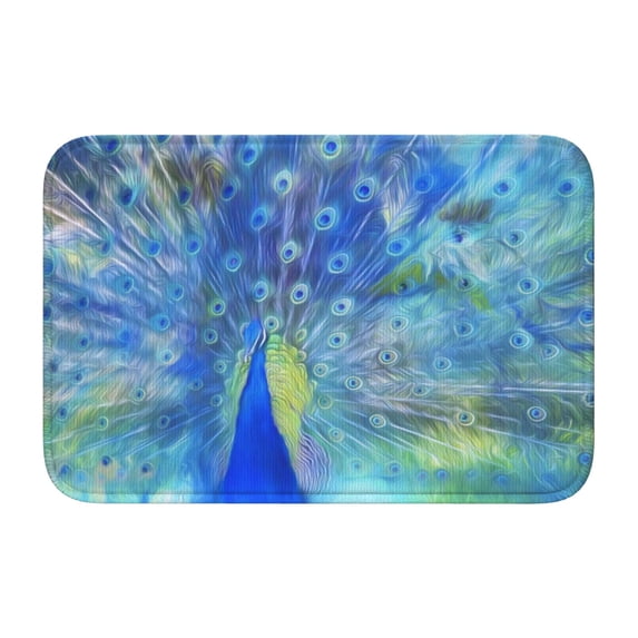 Pofeuu Peacock Print Hem Mat 40x60 - Multipurpose Doormat for Indoor & Outdoor Use - Welcome Your Guests with our Entrance Mat
