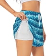 thumbnail image 1 of Pofeuu Pearlescent Scales Print Women's Athletic Shorts Running Workout Shorts Tummy Control Quick Dry Gym Shorts with Pockets Double layer sports shorts-Medium, 1 of 7