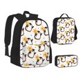 thumbnail image 1 of Pofeuu Penguin With Flowers Print Backpack Travel Backpacks With Lunch Bag Pencil Bag Set 3 pcs Set Cartoon Backpack, 1 of 7
