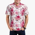thumbnail image 1 of Pofeuu Peonies And Roses Print Men's Loose Fit Midweight Short-Sleeve Pocket Polo-Large, 1 of 6