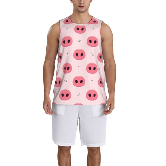 Pofeuu Pig Noses Print Basketball Jersey, Shirts for Men Youth Basketball Jersey Crew Neck-X-Large