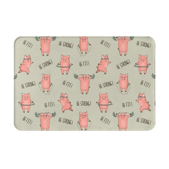 Pofeuu Pigs Exercising Print Flannel Doormats Rug16"x24"Rug Washable Doormats Indoor Outdoor Rugs for Layered Front Door Mats, Porch, Kitchen, Entryway