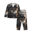 thumbnail image 1 of Pofeuu Pilot Cat In Vintage Plane Print Womens Pajamas Set Long Sleeve Sleepwear Button Down Nightwear Soft Pj Lounge Sets Button Down Pajamas Women-Large, 1 of 7