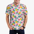 thumbnail image 1 of Pofeuu Pineapple And Leaves Print Men's Loose Fit Midweight Short-Sleeve Pocket Polo-Large, 1 of 6