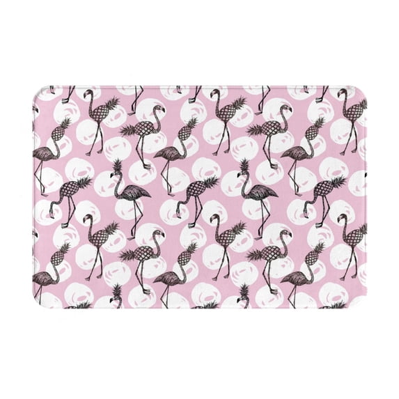 Pofeuu Pineapple Flamingo Print Flannel Doormats Rug16"x24"Rug Washable Doormats Indoor Outdoor Rugs for Layered Front Door Mats, Porch, Kitchen, Entryway