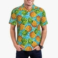 thumbnail image 1 of Pofeuu Pineapple Print Men's Loose Fit Midweight Short-Sleeve Pocket Polo-Small, 1 of 6