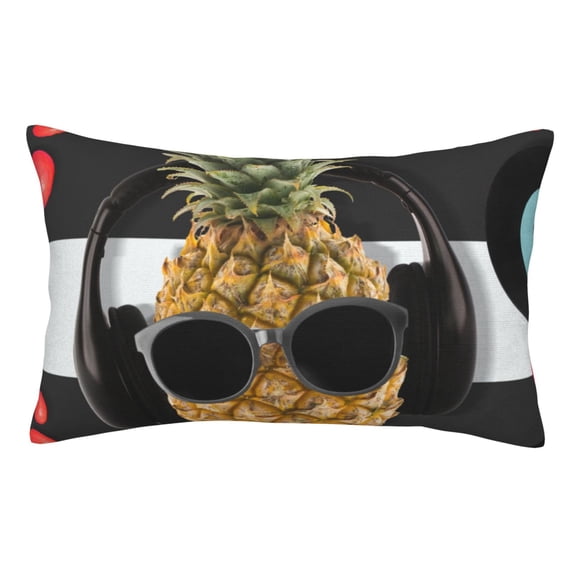 Pofeuu Pineapple With Black Glasses Print Polyester Microfiber Plush Pillowcases, Super Soft and Cozy Pillow Case Covers with Envelop Closure(Pillow core not included)-16"x24"
