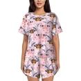 thumbnail image 1 of Pofeuu Pink Butterfly Daisy Print Women's Pajama Set Short/Shorts Soft Button PJs Elastic Drawstring Waist Sleepwear-Large, 1 of 6