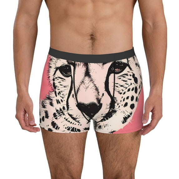 Pofeuu Pink Cheetah Art Print Men’s Boxer Briefs, Moisture-Wicking Underwear, Regular,Trunk-Medium