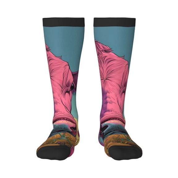 Pofeuu Pink Cow In Sunflower Field Print Stockings, Adult Running Hiking Socks for Youth and Adult