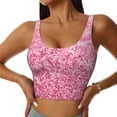 thumbnail image 1 of Pofeuu Pink Glitter Print Sports Bra for Women Sexy Vest Yoga Running Gym Fitness Crop Bras Tops-Large, 1 of 8
