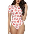 thumbnail image 1 of Pofeuu Pink Hearts1 Print Short Sleeve Body Suits Women Round Neck Bodysuits for Women Onesie Adult Set Body Suit-Medium, 1 of 7