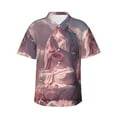 Pofeuu Pink Lotus Buddha Print Hawaiian Shirt for Men Sleeves Casual