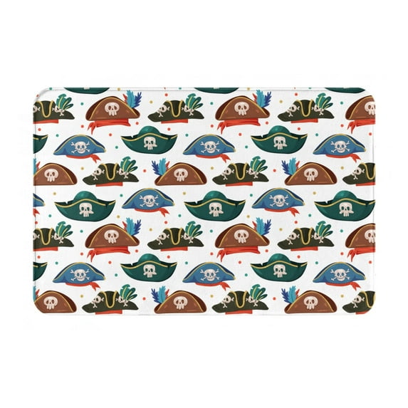 Pofeuu Pirate Hats Print Flannel Doormats Rug16"x24"Rug Washable Doormats Indoor Outdoor Rugs for Layered Front Door Mats, Porch, Kitchen, Entryway