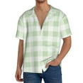 thumbnail image 1 of Pofeuu Pistachio Green Checkboard Print Mens Casual Short Sleeve Shirts Beach Summer Spread Collar Pocket Tops Men's Casual Short-sleeved Shirt-X-Large, 1 of 5