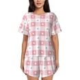 thumbnail image 1 of Pofeuu Plaid Heart Print Women's Pajama Set Short/Shorts Soft Button PJs Elastic Drawstring Waist Sleepwear-Large, 1 of 6
