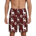 thumbnail image 1 of Pofeuu Plaid Reindeer Snowflakes Print Men's Soft Woven Elastic Waistband Sleep Pajama Short-3X-Large, 1 of 6