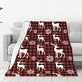 thumbnail image 1 of Pofeuu Plaid Reindeer Snowflakes Print Ultra-Soft Micro Fleece Blanket,for Bed Or Sofa,All Season Throw Blankets Flannel Blanket-40"x30", 1 of 7