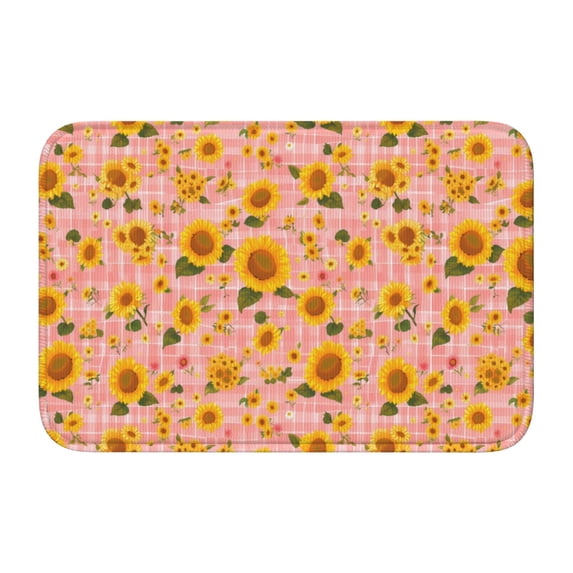 Pofeuu Plaid Sunflower Print Hem Mat 40x60 - Multipurpose Doormat for Indoor & Outdoor Use - Welcome Your Guests with our Entrance Mat