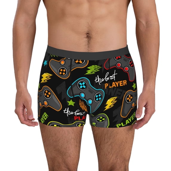 Pofeuu Play Game3 Print Men’s Boxer Briefs, Moisture-Wicking Underwear, Regular,Trunk-Small