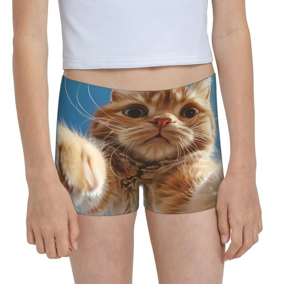 Pofeuu Playful Cat Fisheye View Print Soft Cotton Girls Boyshort panties Toddler Underwear-Large