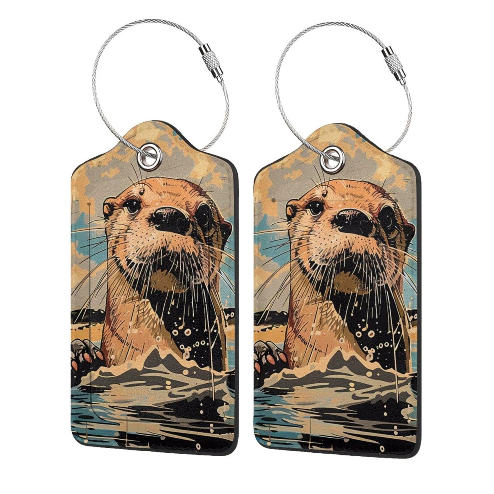 Pofeuu Playful Otter Tropical Beach Print Luggage Tags, Privacy Cover ...