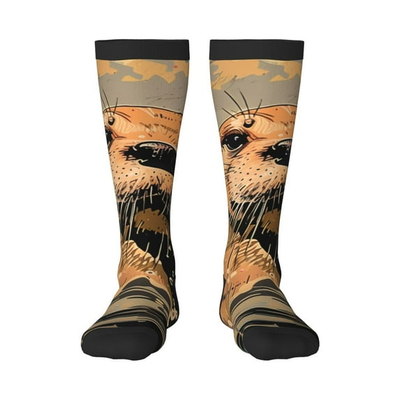 Pofeuu Playful Otter Tropical Beach Print Stockings, Adult Running Hiking Socks for Youth and Adult