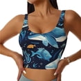 thumbnail image 1 of Pofeuu Playful Whales Underwater Scene Print Sports Bra for Women Sexy Vest Yoga Running Gym Fitness Crop Bras Tops-Medium, 1 of 8