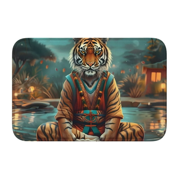 Pofeuu Pond Meditating Tiger Print Hem Mat 40x60 - Multipurpose Doormat for Indoor & Outdoor Use - Welcome Your Guests with our Entrance Mat