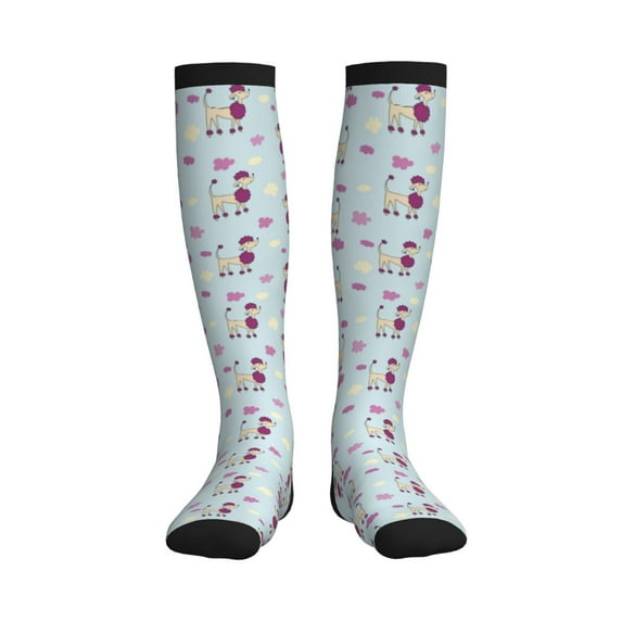 Pofeuu Poodle Dog Print Compression Socks for Women & Men Circulation - Best Support for Nurses,Running,Athletic,Sports